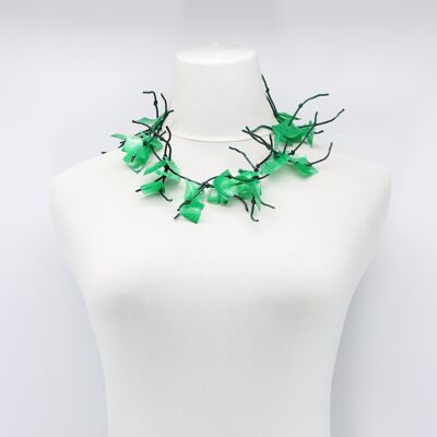 Aqua Coral Necklace - Short - Hand painted Green