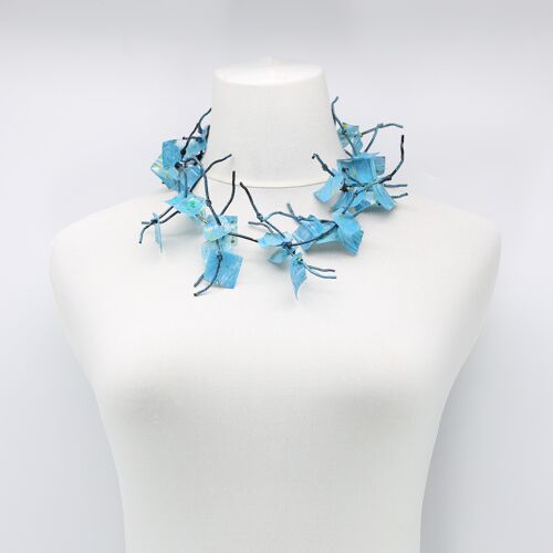Aqua Coral Necklace - Short - Hand painted Turquoise