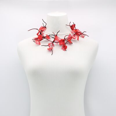 Aqua Coral Necklace - Short - Hand painted Red