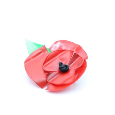 Bouteilles en plastique recyclées - Broche coquelicot - Rouge