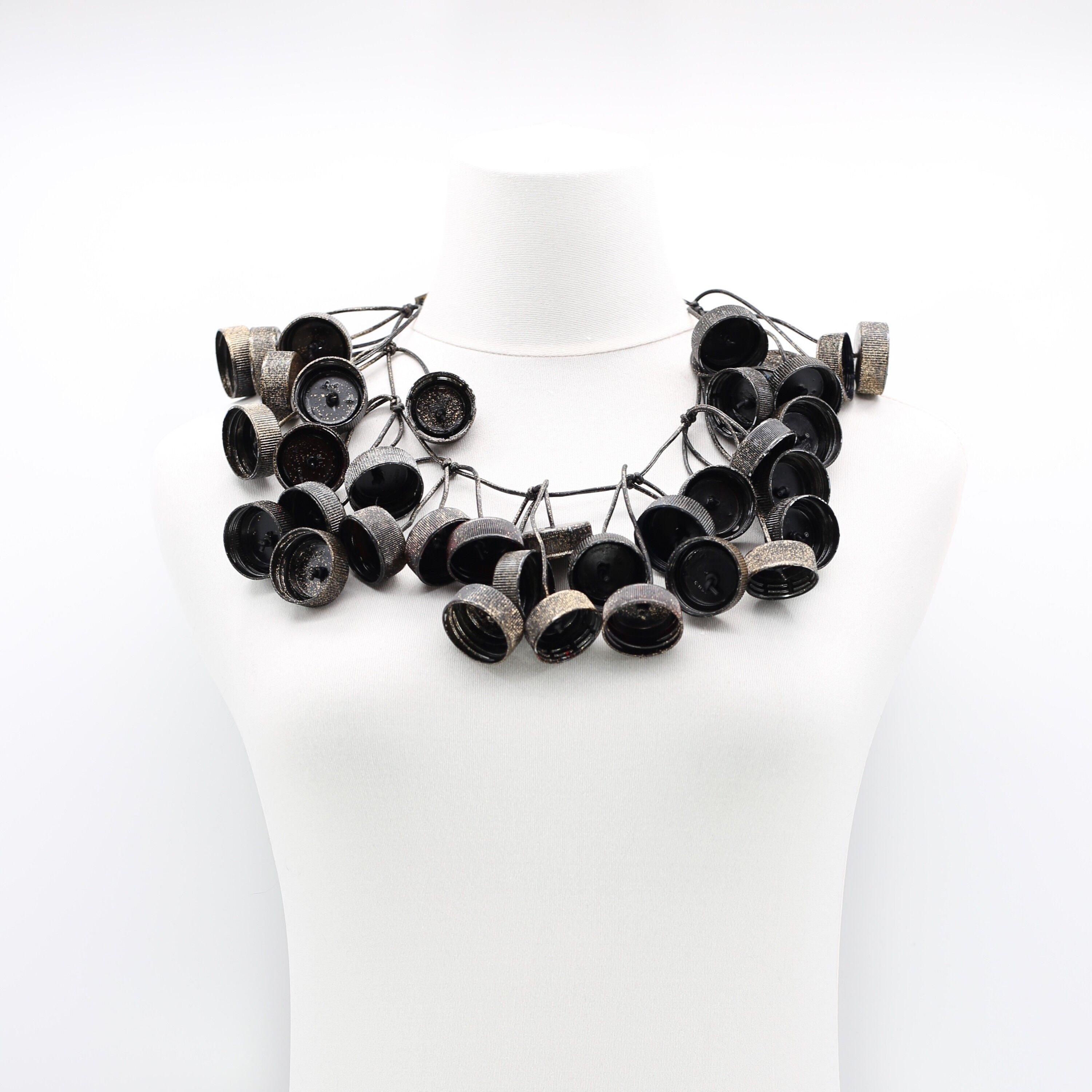 Upcycled Plastic Bottles - Water Lily Of Bottle Caps Short - Silver and Gold with spekles