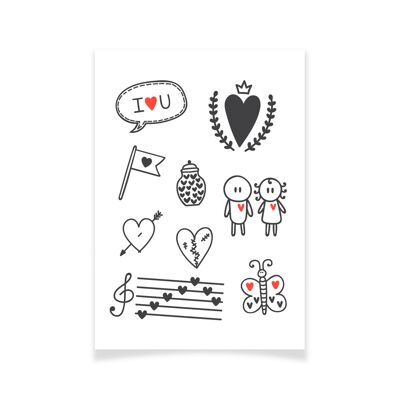 Tatuaje Textil Doodle Amor 2