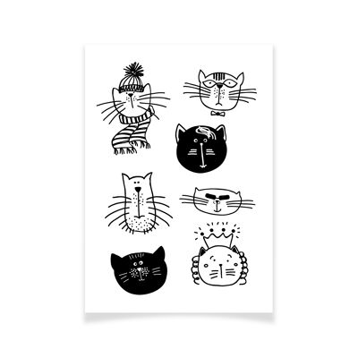 Cabezas de gato de tatuaje textil