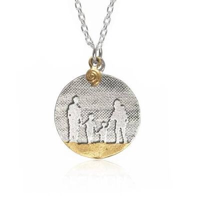 COLLIER FAMILLE PLAGE AVEC CHARME COQUILLAGE, ARGENT STERLING , RFP4+MSC/SG
