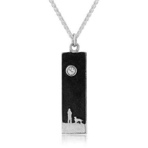 BENEATH THE WHITE SAPPHIRE SKY DOG NECKLACE, STERLING SILVER , NSP/BS