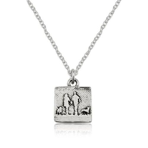 COUPLE & DOG NECKLACE WITH TWO DOGS (SMALL), STERLING SILVER , CWP2/S