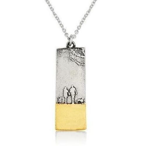 COUPLE & TWO DOGS BEACH MEMORIES NECKLACE, STERLING SILVER , LCWP2/SG