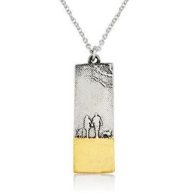 COUPLE & TWO DOGS BEACH MEMORIES NECKLACE, STERLING SILVER , LCWP2/SG