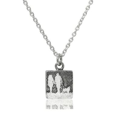 COLLIER COUPLE ET CHIEN (PETIT), ARGENT MASSIF, CWP/S