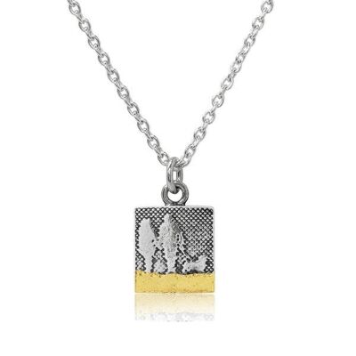 COLLIER COUPLE ET CHIEN (PETIT), ARGENT MASSIF , CWP/SG