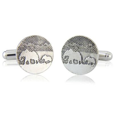 ELEPHANT AND LITTLE ELEPHANT CUFFLINKS, STERLING SILVER , EC/S