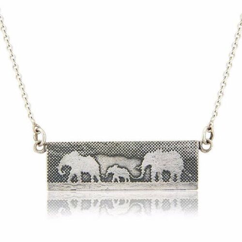 ELEPHANT FAMILY NECKLACE, STERLING SILVER & OXIDISED DETAIL , EFN/S