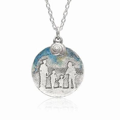 FAMILY NECKLACE (ROUND), STERLING SILVER & BLUE SKY , RFP4/S-BLUE