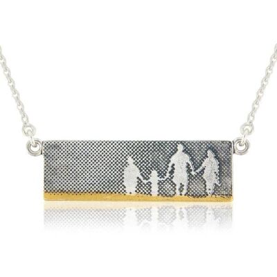 FAMILY ON THE BEACH NECKLACE, STERLING SILVER & GOLD VERMEIL , 1