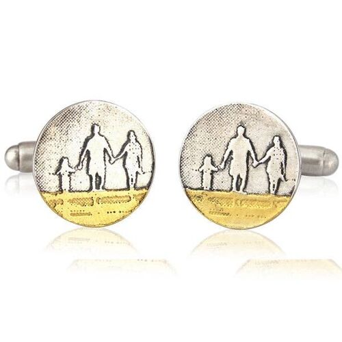 FAMILY ON THE BEACH DAD CUFFLINKS, STERLING SILVER , RBFC