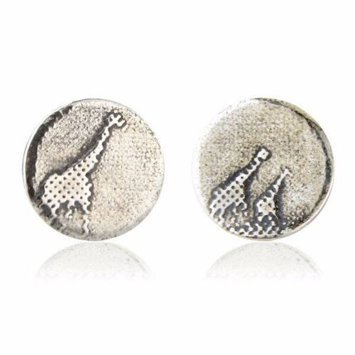 GIRAFFE FAMILY STUD EARRINGS, SILVER WITH 22CT GOLD VERMEIL , GS/S