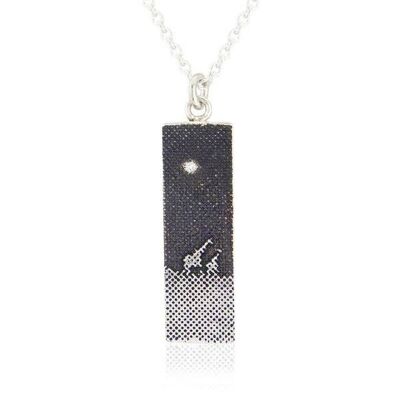 GIRAFFE UNDER THE NIGHT SKY NECKLACE, OXIDISED SILVER , GDP2/BS