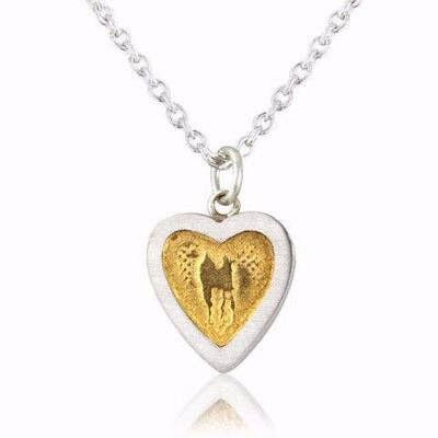 HEART NECKLACE WITH GOLDEN CENTRE, STERLING SILVER , HP/GC