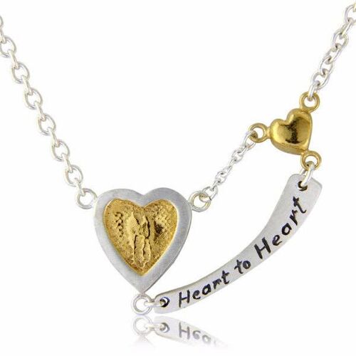 HEART TO HEART NECKLACE WITH ENGRAVED , STERLING SILVER , H2HN/GC