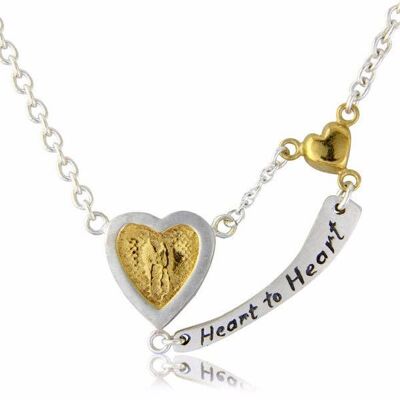 HEART TO HEART NECKLACE WITH ENGRAVED , STERLING SILVER , H2HN/GC