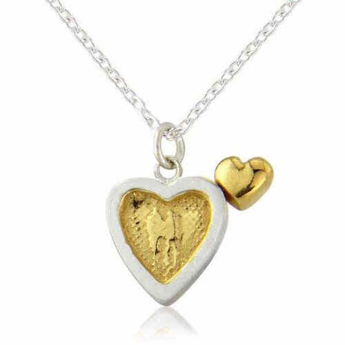 HEART TO HEART NECKLACE, STERLING SILVER & GOLD VERMEIL ,