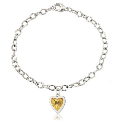 HEARTS OF GOLD BRACELET, STERLING SILVER , HB/GC