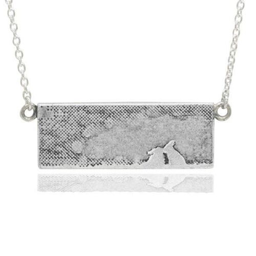 KISSING BUNNY RABBIT NECKLACE, OXIDISED STERLING SILVER , LKBN/S
