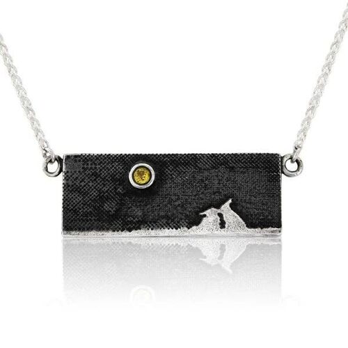 KISSING BUNNY RABBIT NECKLACE, OXIDISED STERLING SILVER , CLY-LKBN/BG