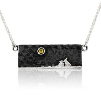 COLLIER LAPIN KISSING BUNNY, ARGENT MASSIF OXYDÉ, CLY-LKBN/BG 1