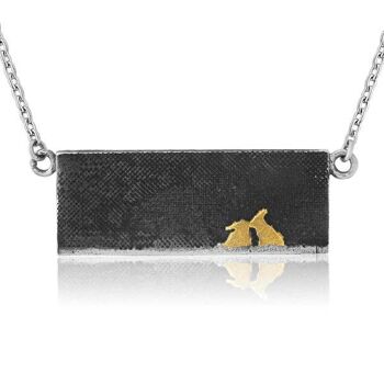 COLLIER LAPIN KISSING BUNNY, ARGENT MASSIF OXYDÉ, CLY-LKBN/BG 2