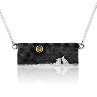 KISSING BUNNY RABBIT NECKLACE, OXIDISED STERLING SILVER , CLY-LKBN/BS