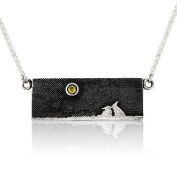 COLLIER LAPIN KISSING BUNNY, ARGENT MASSIF OXYDÉ, CLY-LKBN/S 1