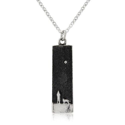 MOONLIT SKY GOLDEN DOG NECKLACE, SILVER WITH DIAMOND STAR , DIA-NSP/BS