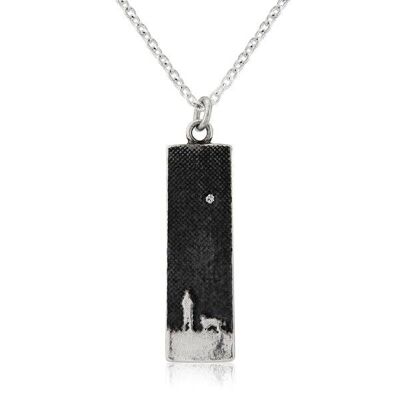 MOONLIT SKY GOLDEN DOG NECKLACE, SILVER WITH DIAMOND STAR , DIA-NSHP/BS