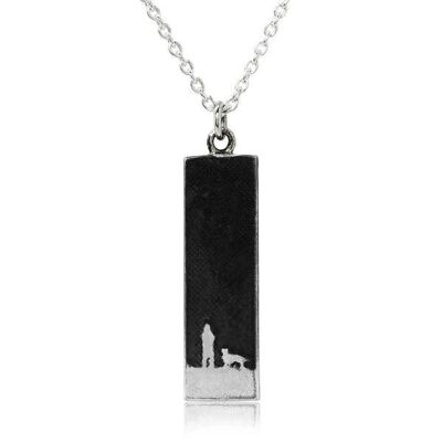 MOONLIT SKY GOLDEN DOG NECKLACE, SILVER WITH DIAMOND STAR , NSP/BS