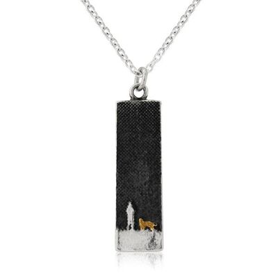 MOONLIT SKY GOLDEN DOG NECKLACE, SILVER WITH DIAMOND STAR , NSP/GD