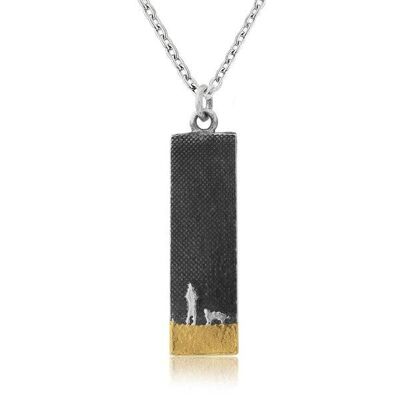 MOONLIT SKY GOLDEN DOG NECKLACE, SILVER WITH DIAMOND STAR , NSP/BSG