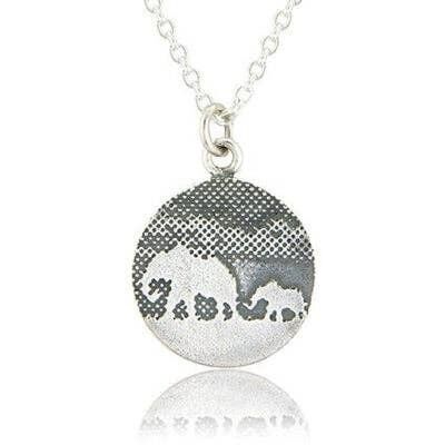 PENDENTIF MÈRE ET BÉBÉ ÉLÉPHANT, ARGENT MASSIF, MBEP