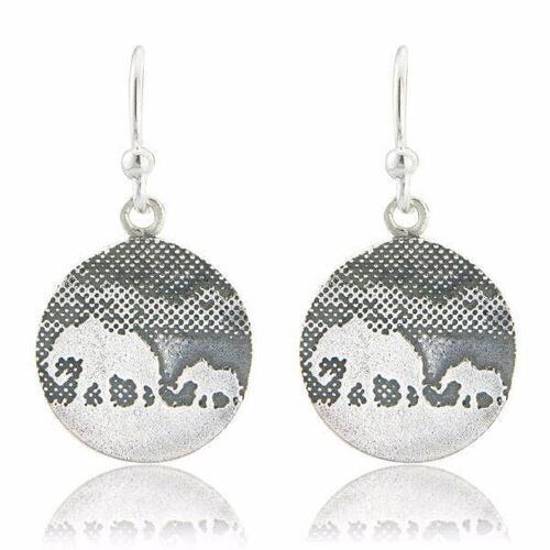 MOTHER AND BABY ELEPHANT EARRINGS, STERLING SILVER , MBE/S