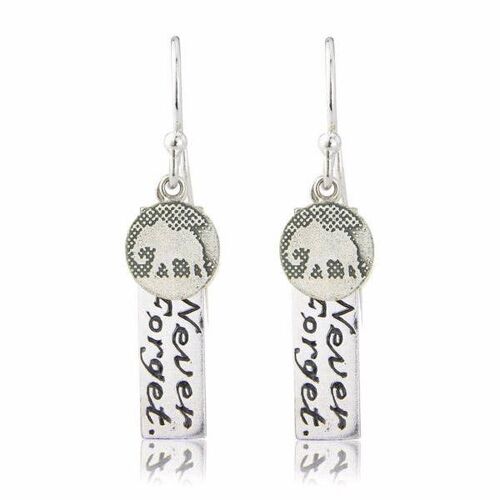 NEVER FORGET ELEPHANT CHARM EARRINGS, STERLING SILVER , NFE/S