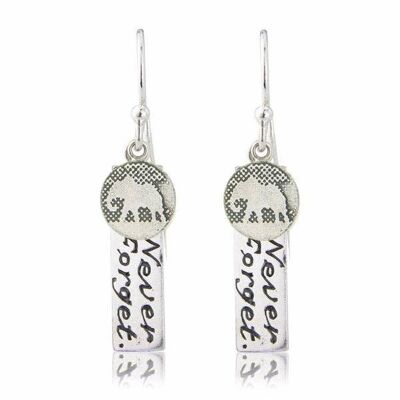 NEVER FORGET ELEPHANT CHARM EARRINGS, STERLING SILVER , NFE/S