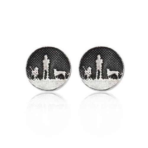 NIGHTS SKY EARRINGS WITH TWO DOGS, OXIDISED STERLING SILVER , RNSS2/BS