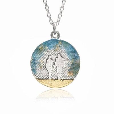 ROUND COUPLE NECKLACE WITH BLUE SKY, STERLING SILVER , RCP/SG-BLUE