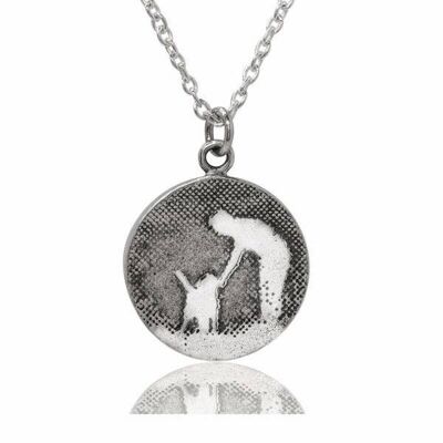 ROUND SILVER DOG NECKLACE, HANDMADE IN STERLING SILVER , RMBFP/S