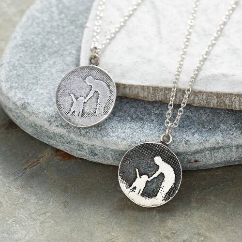 ROUND SILVER DOG NECKLACE, HANDMADE IN STERLING SILVER , RMBFP/BS