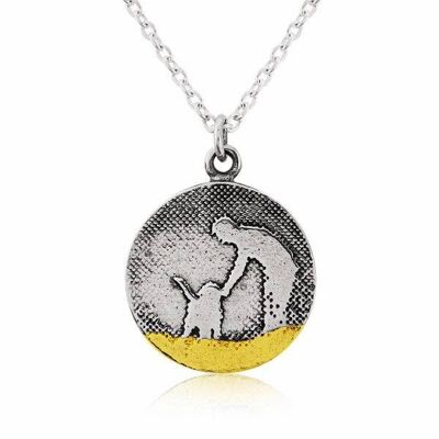 ROUND SILVER DOG NECKLACE, HANDMADE IN STERLING SILVER , RMBFP/SG