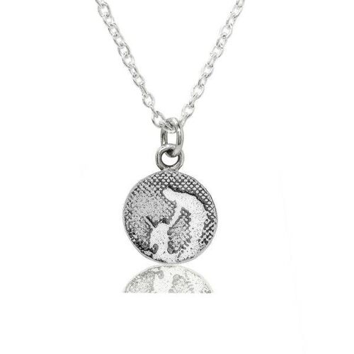 SMALL ROUND DOG NECKLACE, STERLING SILVER , SRMBF/S