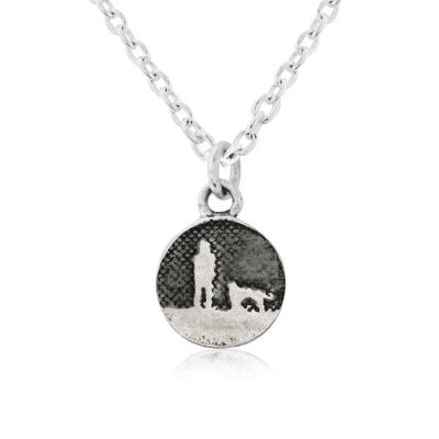 SMALL ROUND DOG NECKLACE, STERLING SILVER , SNSP1/BS