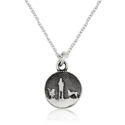 SMALL ROUND DOG NECKLACE, STERLING SILVER , SNSP2/BS