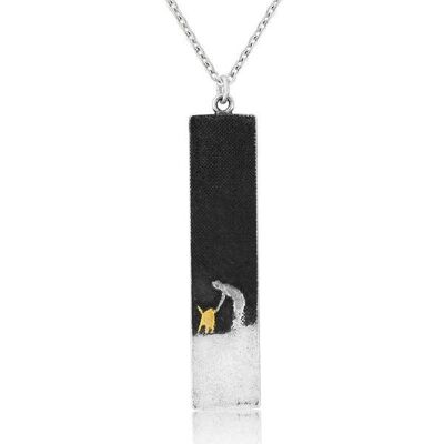 WALK WITH ME SILVER DOG NECKLACE, OXIDISED STERLING SILVER , LMBFP/BG